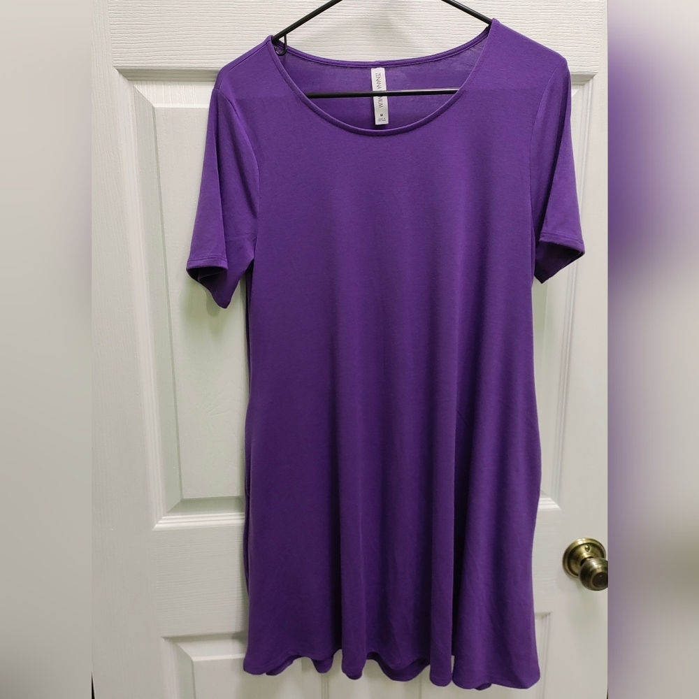Zenana Outfitters Purple Mini Dress Short Sleeve Crew Neck